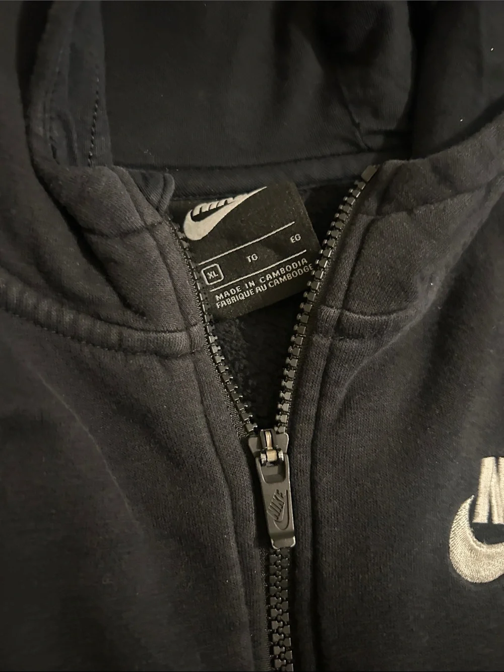 Nike Black Zip-Up Hoodie with White Swoosh